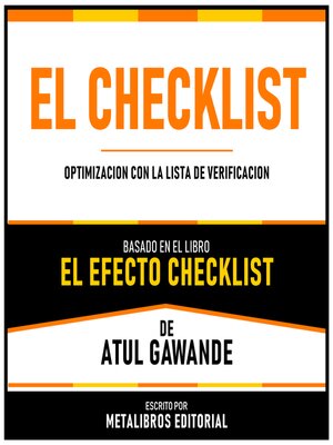 cover image of El Checklist--Basado En El Libro El Efecto Checklist De Atul Gawande